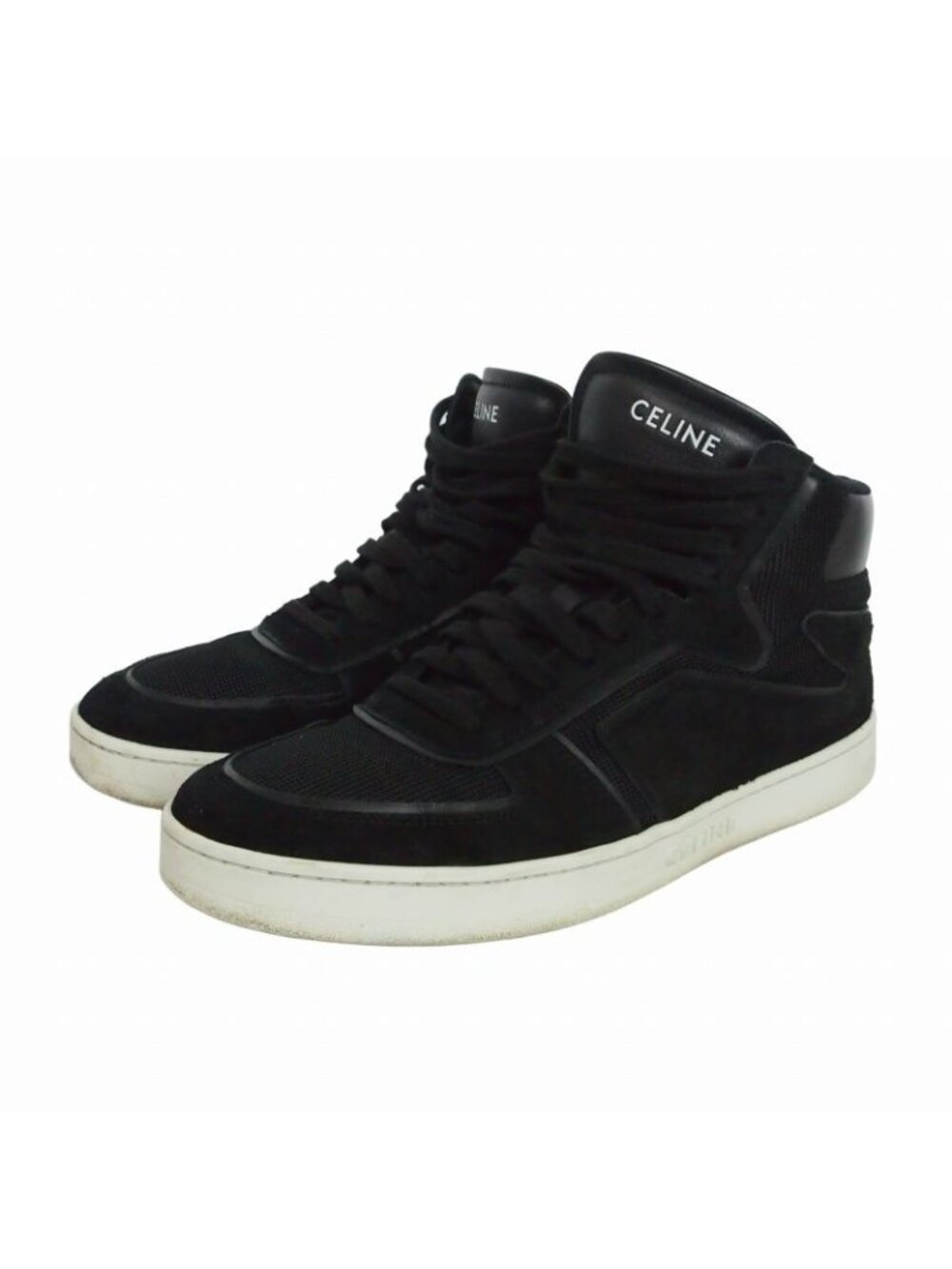 Celine Trainer High Top Sneakers Suede Cut Shoes 43 Black